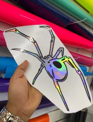 Adesivo Aranha holográfica com fundo preto